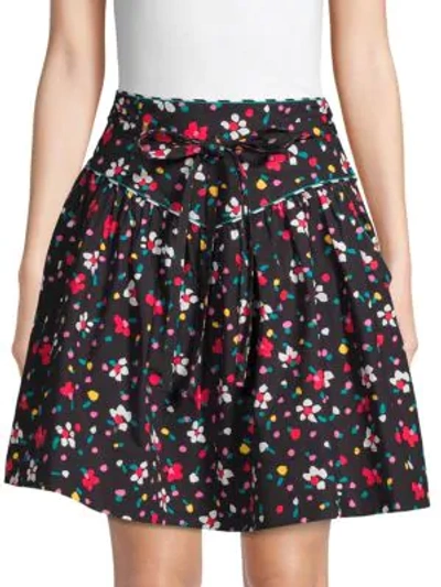 Shop Marc Jacobs Floral Stretch Cotton Yoke Skirt In Black Multi