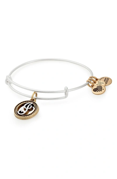 Shop Alex And Ani Two-tone Initial Charm Expandable Bracelet In Two-tone-j