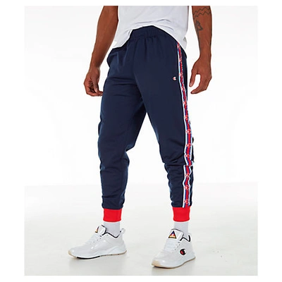 Champion Men's Side Tape Track Jogger Pants In Blue Size X-large | ModeSens