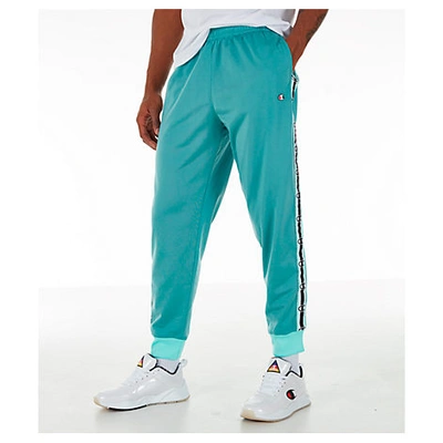 Shop Champion Men's Side Tape Track Jogger Pants In Green Size Large