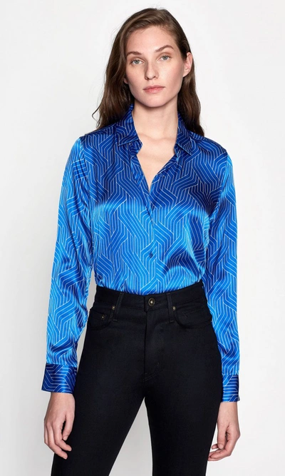 Shop Equipment Essential Silk Shirt In Bleu Cotier/bright White