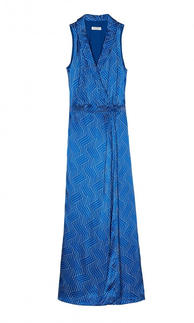 Shop Equipment Katherine Silk Dress In Bleu Cotier/bright White