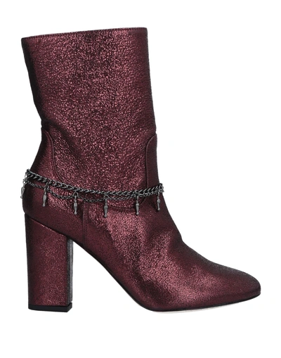 Shop Pinko P_jean Woman Ankle Boots Burgundy Size 6 Soft Leather In Red