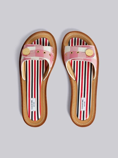 Shop Thom Browne Gingham Check Slide Sandal In Pink