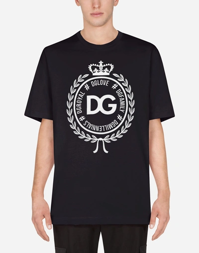 Shop Dolce & Gabbana T-shirt In Cotton With Print In Blue