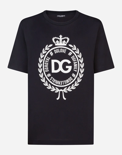 Shop Dolce & Gabbana T-shirt In Cotton With Print In Blue