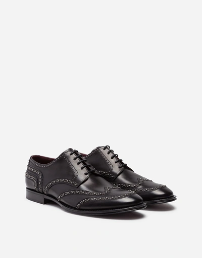 Shop Dolce & Gabbana Derby In Calfskin With Micro Studs In Black