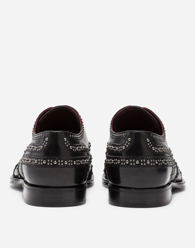 Shop Dolce & Gabbana Derby In Calfskin With Micro Studs In Black