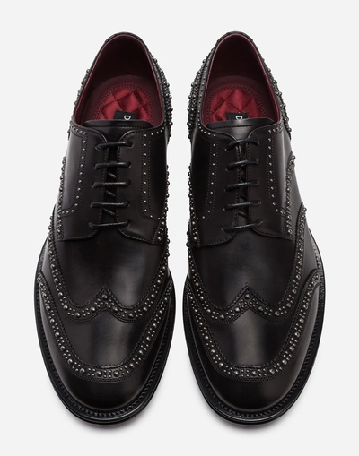 Shop Dolce & Gabbana Derby In Calfskin With Micro Studs In Black