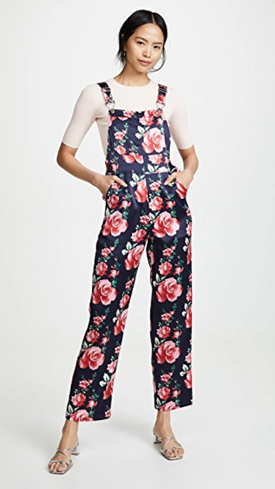 Shop Fleur Du Mal Silk Overalls In Vintage Rose