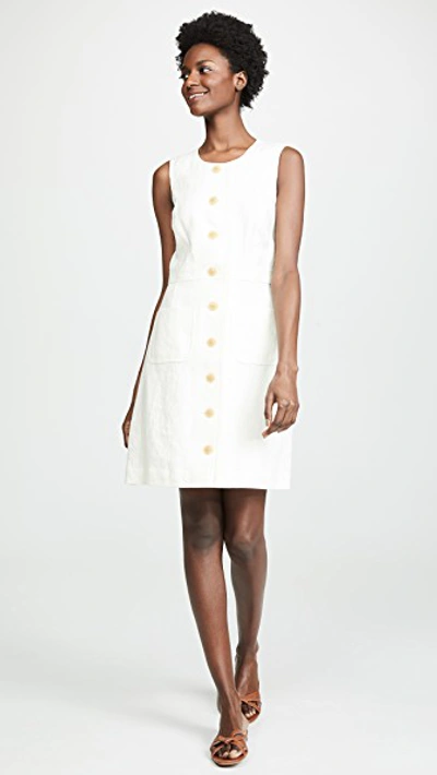 Shop Tory Burch Linen Shift Dress In New Ivory