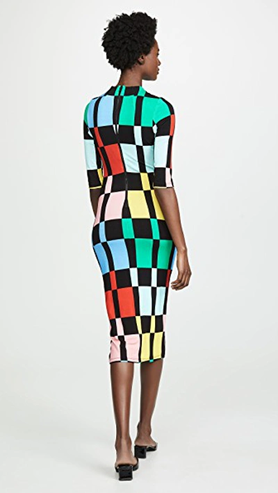 Shop Alice And Olivia Delora Fitted Mock Neck Dress In Color Block