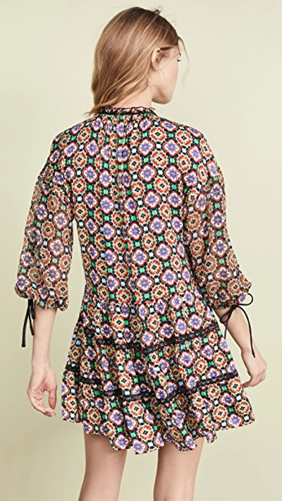 Shop Alice And Olivia Arnette Tiered Tunic Dress In Palace Tile Multi