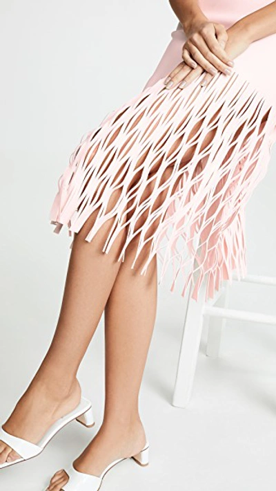 Shop Dion Lee Shadow Perforated Skirt In Frost Pink