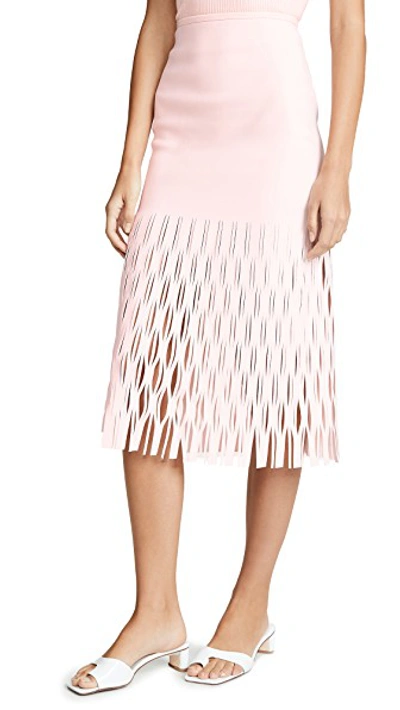 Shop Dion Lee Shadow Perforated Skirt In Frost Pink
