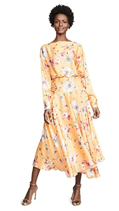 Shop Galvan Majorelle Cocktail Dress In Yellow Floral