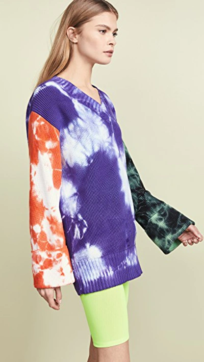 Shop Msgm Tie Dye Sweater Dress In Multicolor