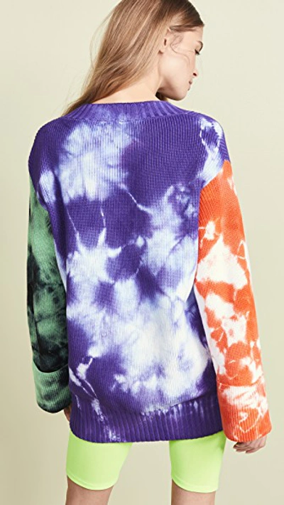 Shop Msgm Tie Dye Sweater Dress In Multicolor