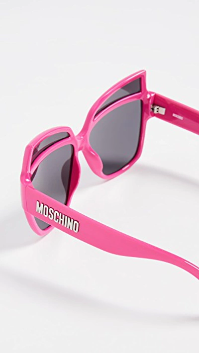 Shop Moschino Oversized Acetate Sunglasses In Fuschia