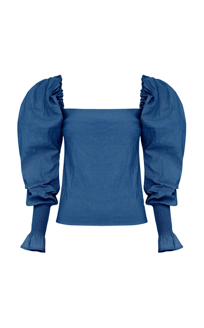 Shop Anna Quan Marta Cotton Top In Blue