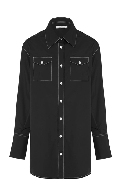 Shop Anna Quan Ralph Cotton Shirt In Black/white