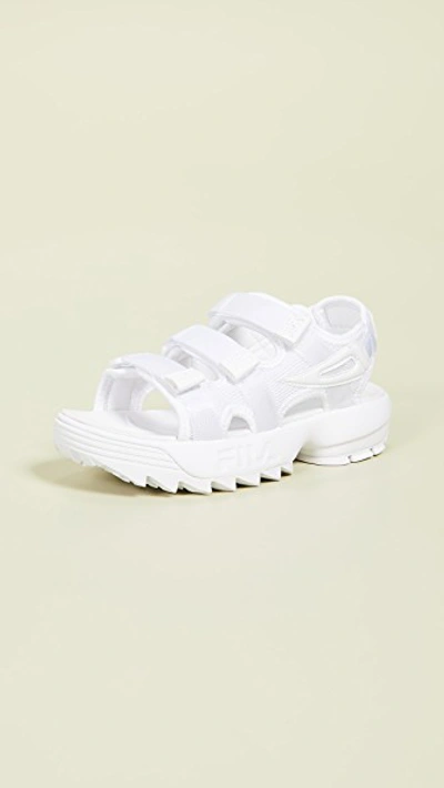 Shop Fila Disruptor Sandals In White/white/white