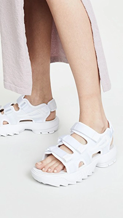 Shop Fila Disruptor Sandals In White/white/white