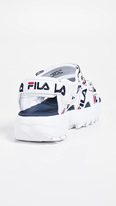 Shop Fila Disruptor Sandals In White/ Navy/ Red