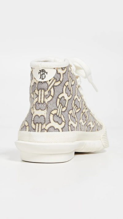 Shop Tory Burch Cap Toe High Top Sneakers In Tan Gemini Link/off White