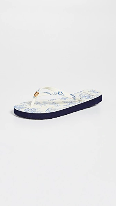 Shop Tory Burch Printed Thin Flip Flop In Ivory Far & Away