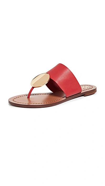 Shop Tory Burch Patos Disk Sandals In Brilliant Red/gold