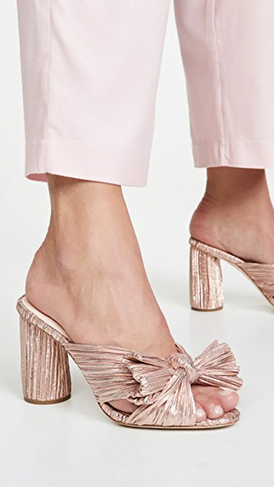 Shop Loeffler Randall Penny Knot Mules In Rose Gold