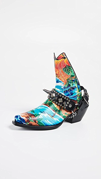 Hawaiian Printed Ankle Half Cowboy Boots