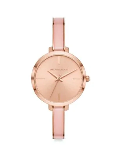 Shop Michael Kors Jaryn Stainless Steel Bracelet Watch In Rose Gold
