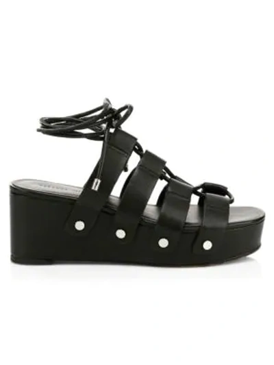 Shop Rebecca Minkoff Iven Gladiator Platform Wedge Sandals In Black