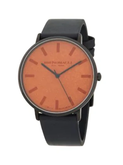 Shop Bruno Magli Round Stainless Steel & Leather Strap Watch In Tan Black