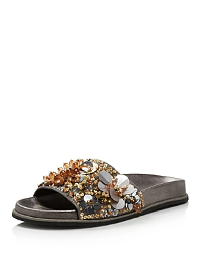 Shop Kenneth Cole Women's Xenia Sequin-embellished Pool Slide Sandals In Silver/gold