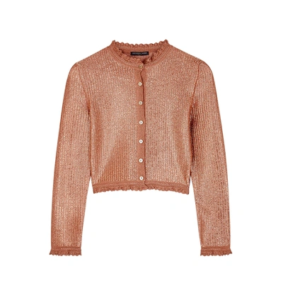 Alexander Mcqueen Rose Gold Metallic-knit Cardigan In Pink | ModeSens