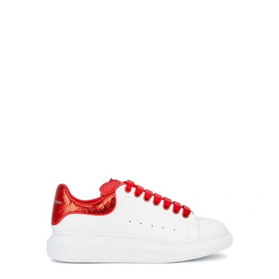Shop Alexander Mcqueen Larry Python And Leather Trainers In Red