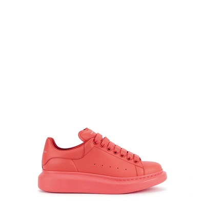 Shop Alexander Mcqueen Larry Coral Leather Trainers