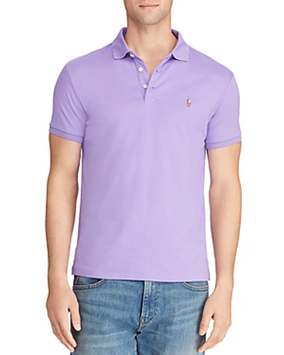 Shop Polo Ralph Lauren Interlock Custom Slim Fit Polo Shirt In Purple