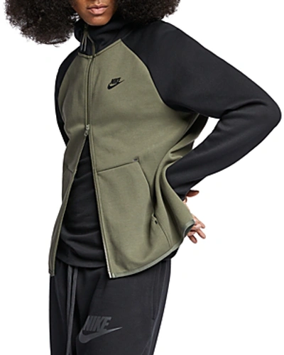 Shop Nike Tech Fleece Colour-block Hoodie In Obhthr/whi