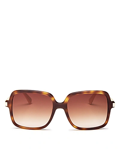 Shop Longchamp Women's Le Pliage Square Sunglasses, 55mm In Havana Ivory/brown Gradient