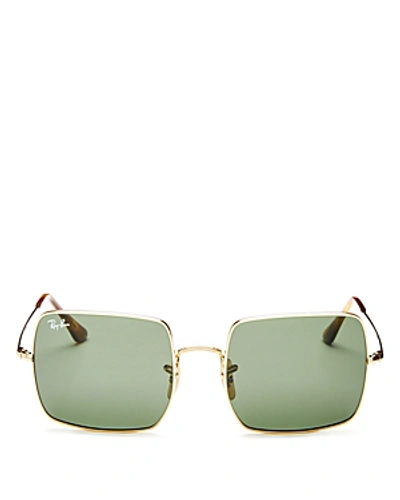 Shop Ray Ban Ray-ban Women's Square Sunglasses, 54mm In Gold/green