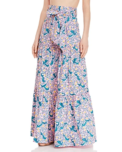 Shop Banjanan Discovery Floral Tiered Skirt In Delphi Peony