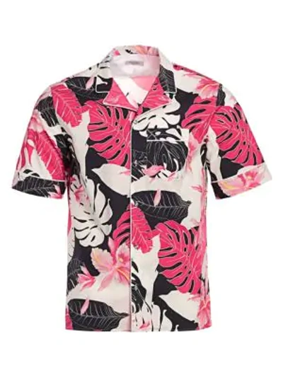 Shop Valentino Tropical Cotton Shirt In Hawaii Fog