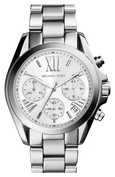 Shop Michael Kors 'bradshaw - Mini' Chronograph Bracelet Watch, 36mm In Silver