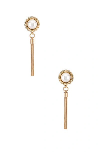 Shop Anton Heunis Sphere Tassel Earrings In Metallic Gold. In Cream Pearls