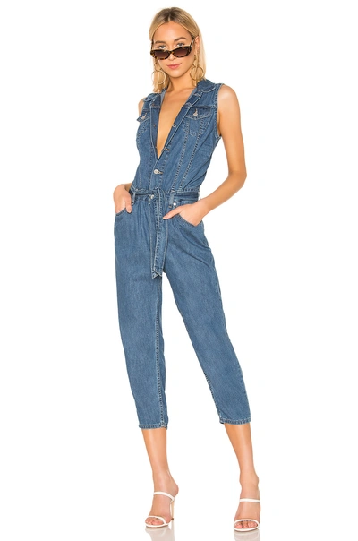 Shop Levi's Cropped Taper Jumpsuit In Blue. In Delicate Condition