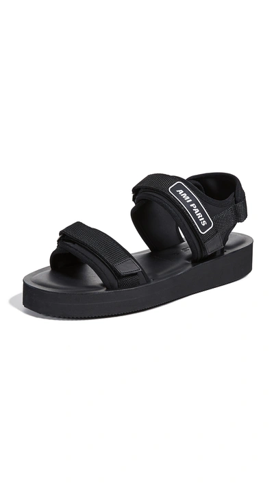 Shop Ami Alexandre Mattiussi Neoprene Sandals In Black